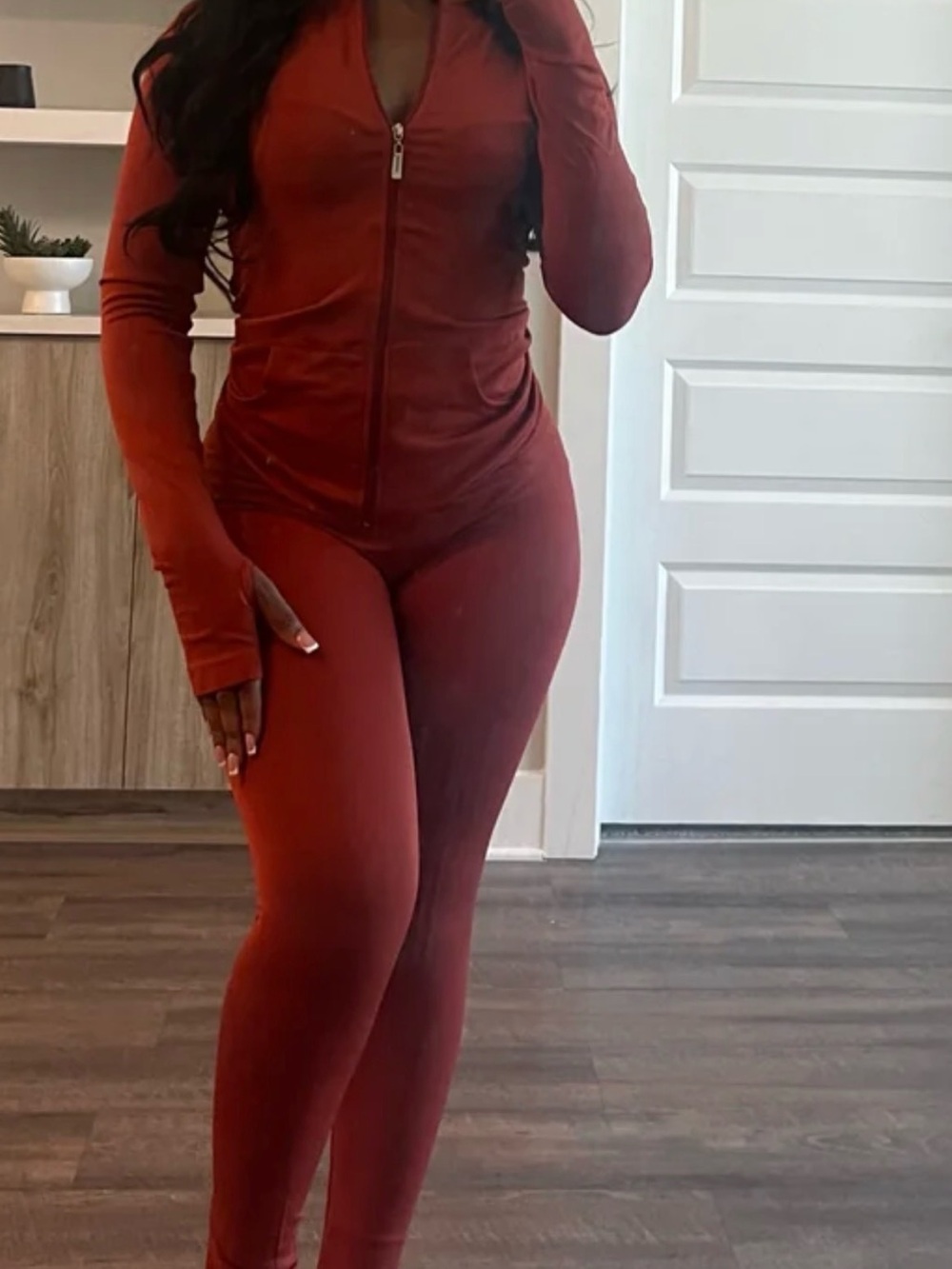 Women’s Zip-Front Jumpsuit in Rust